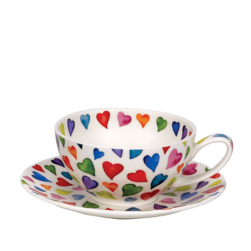 Dunoon Tea Cup & Saucer Set Warm Hearts Herzlichkeit in jeder